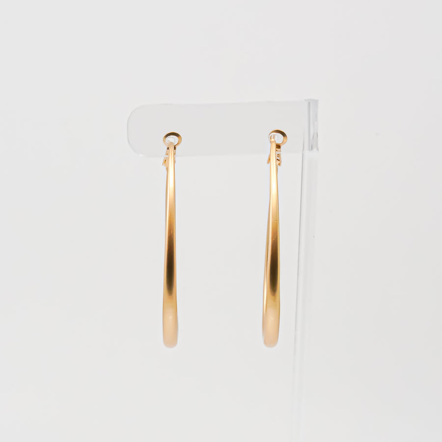 Teardrop Matte Gold Hoop Earrings