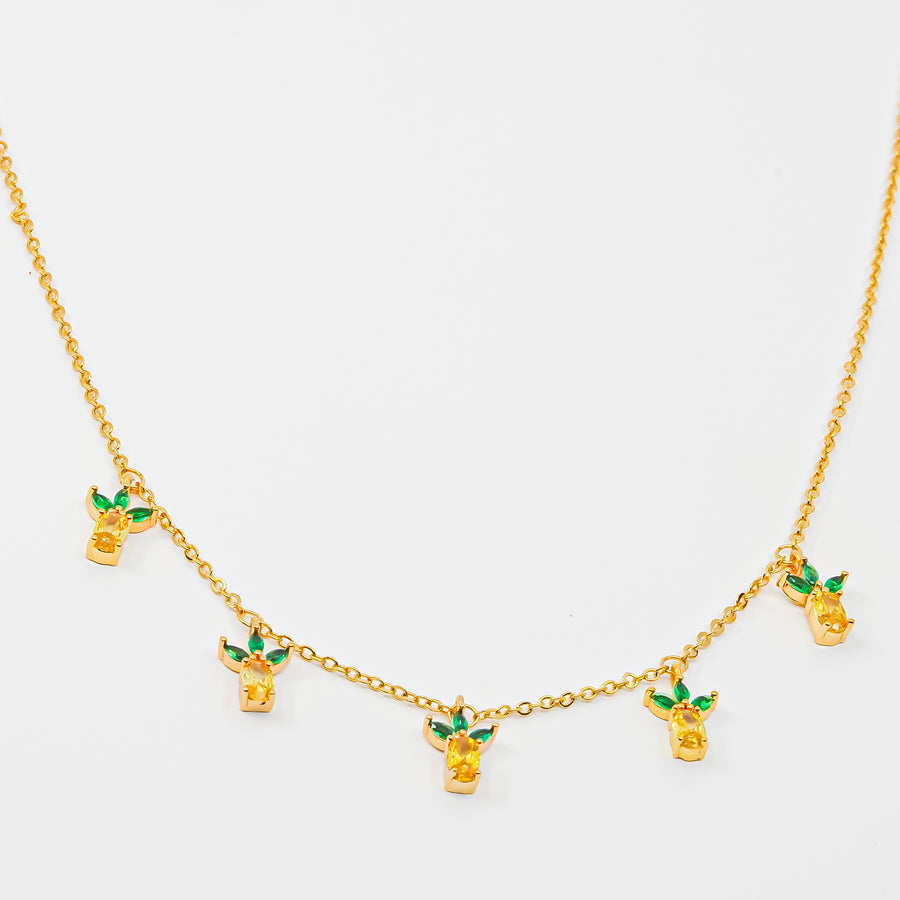 Diced Pineapples Crystal Necklace