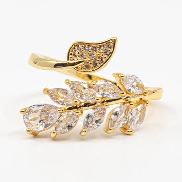 Grecian Leaf Crystal Ring