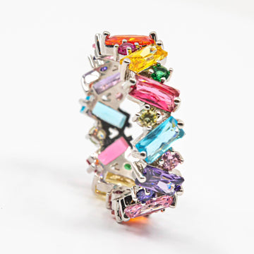 Princess Rainbow Crystal Eternity Band