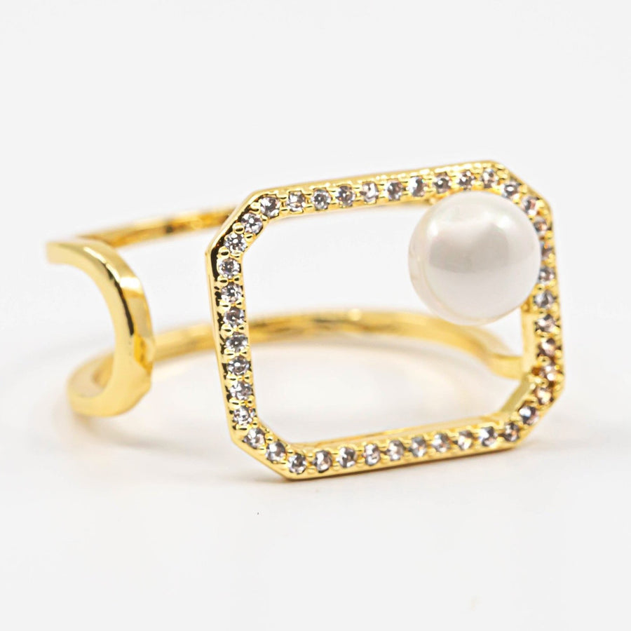 Lola Pearl Crystal Cutout Ring