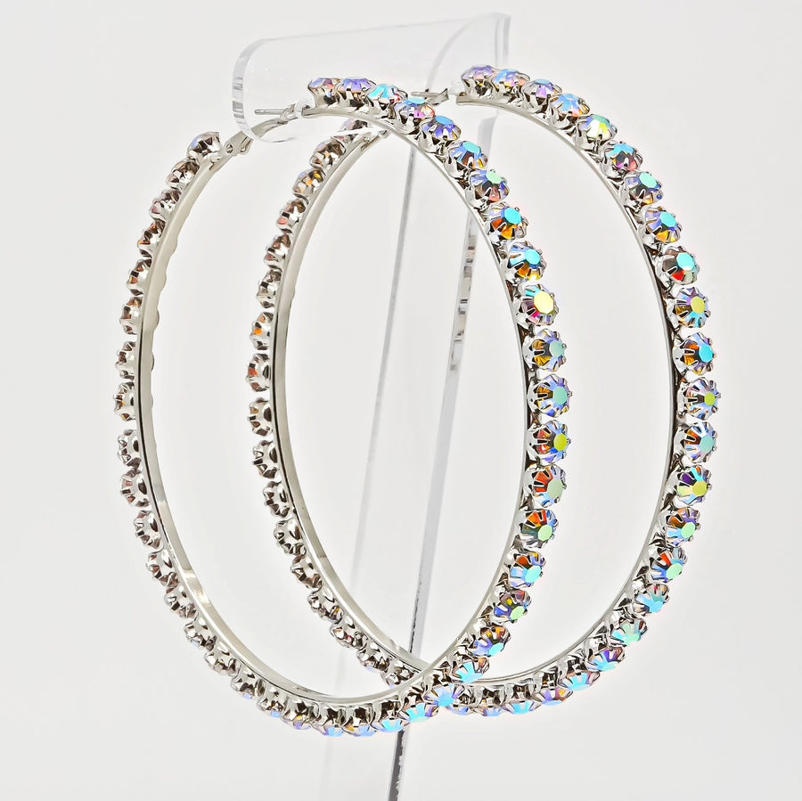 Atlanta Iridescent Crystal AB Hoop Earrings