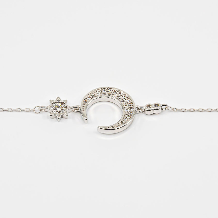 Crescent Moon & Star Crystal Bracelet