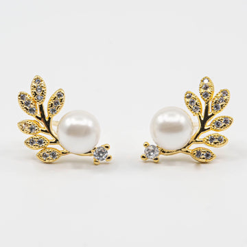 Laurel Wreath Crystal Pearl Earrings