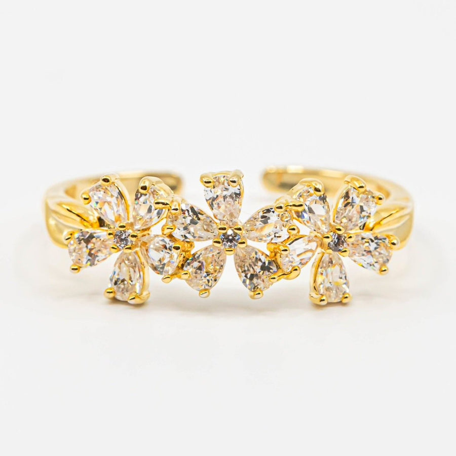 Golden Daisy Crystal Ring