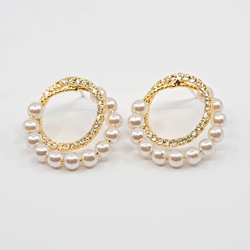 Golden Circle Pearl Earrings