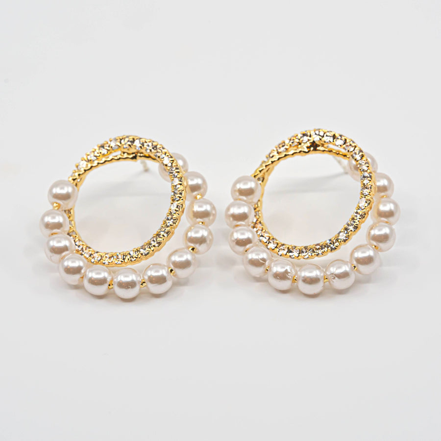 Golden Circle Pearl Earrings