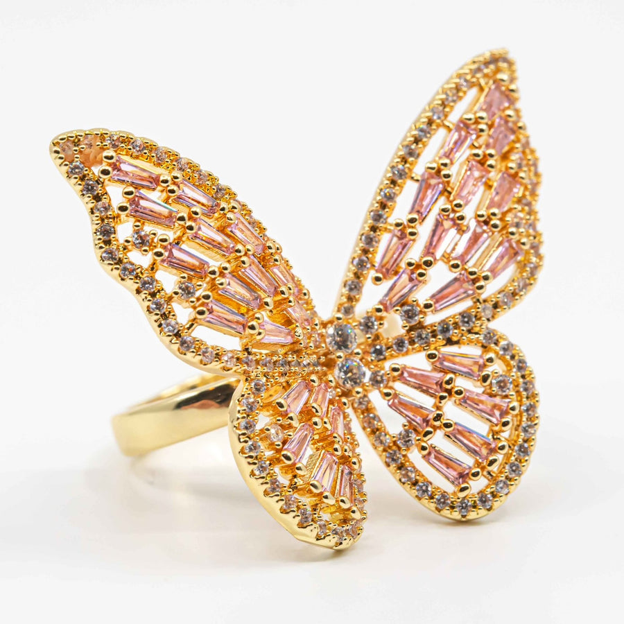 Social Butterfly Crystal Ring