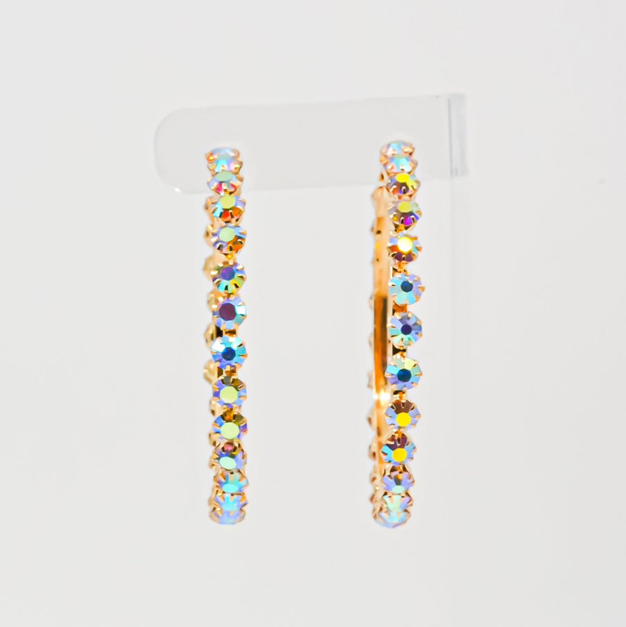 Miami Iridescent Crystal AB Hoop Earrings