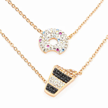 Sprinkle Donut & Latte Crystal Necklace