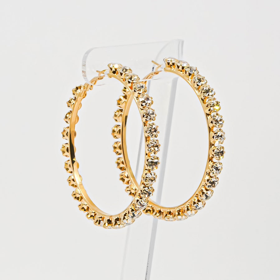 Los Angeles Clear Crystal Hoop Earrings